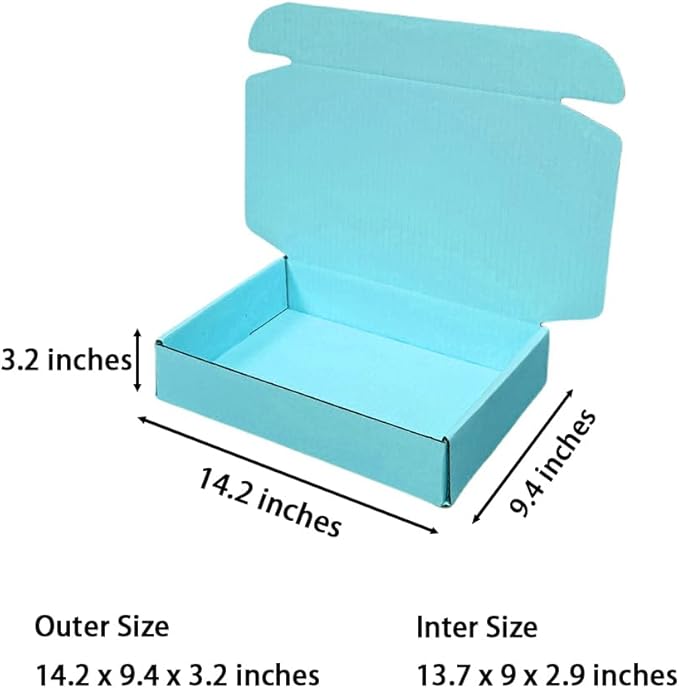 20 Pcs 14.2 x 9.4 x 3.2 inches Shipping Boxes for Small Business Cardboard Corrugated Mailer Boxes for Shipping Packaging Holidays Craft Gifts Giving Products (Sky Blue, 14.2 x 9.4 x 3.2")