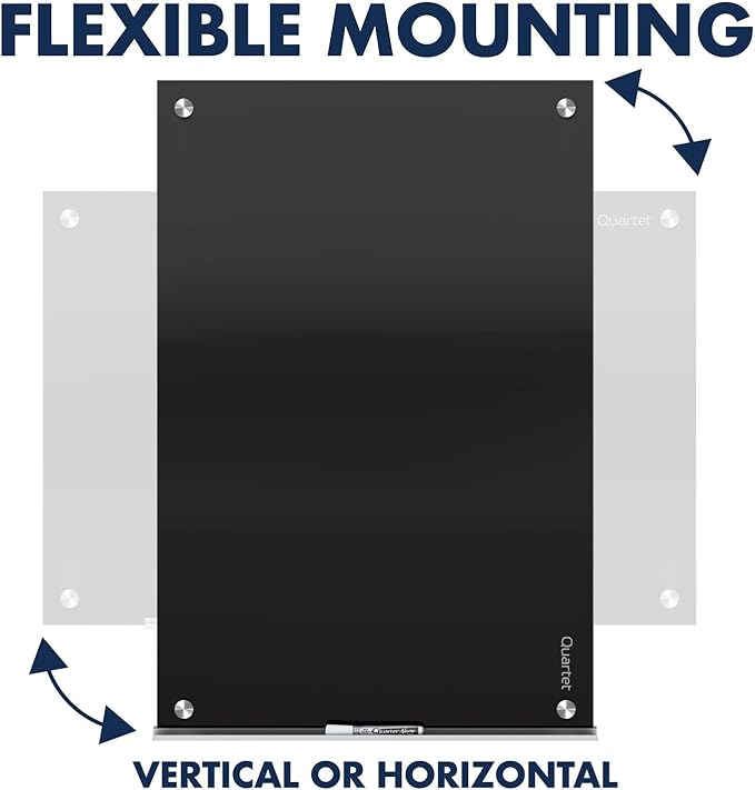 Quartet Magnetic Dry Erase Board, 96" x 48" Glass Whiteboard for Wall, Infinity, Black (G9648B)