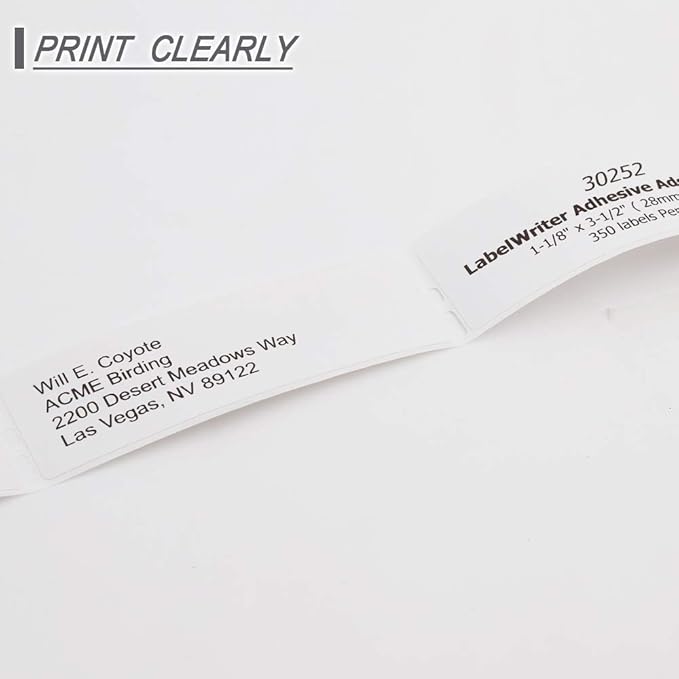 Label KINGDOM 30252 Label Replace for Dymo Label Writer 450 Labels Maker Refills, 1 1/8" x 3 1/2" Adhesive White Paper Address Labels for 450 Turbo, 4XL Printer (350 Stickers Per Roll, 1 Roll)