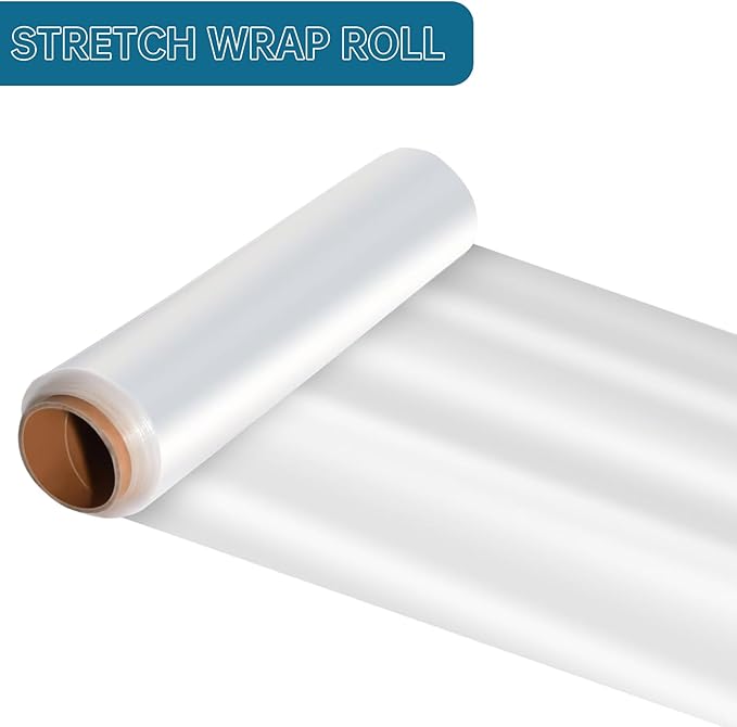 Stretch Film Shrink Wrap Roll 20" x 1500FT, Heavy Duty 80 Gauge Stretch Wrap Roll, Industrial Plastic Wrap for Moving, 800% Stretch for Packing, Pallets, Shipping&Furniture Protection(4 Roll Clear)