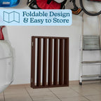 Pet Gate - 4-Panel Indoor Foldable Dog Fence for Stairs, Hallways or Doorways - 72x24-Inch Retractable Wood Freestanding Dog Gates by PETMAKER (Brown)