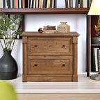 Sauder Palladia 2 Drawer File Cabinet, Lateral Filing Cabinets for Home Office, Hanging File Folders Organizer, Interlocking Drawers, in Vintage Oak Finish