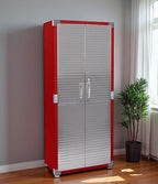 Heavy Duty Storage Solid Stainless Steel Cabinet with Lockable, Adjustable Shelf, Metal Garage Organizer (Red, 30" W x 18" D x 72" H)