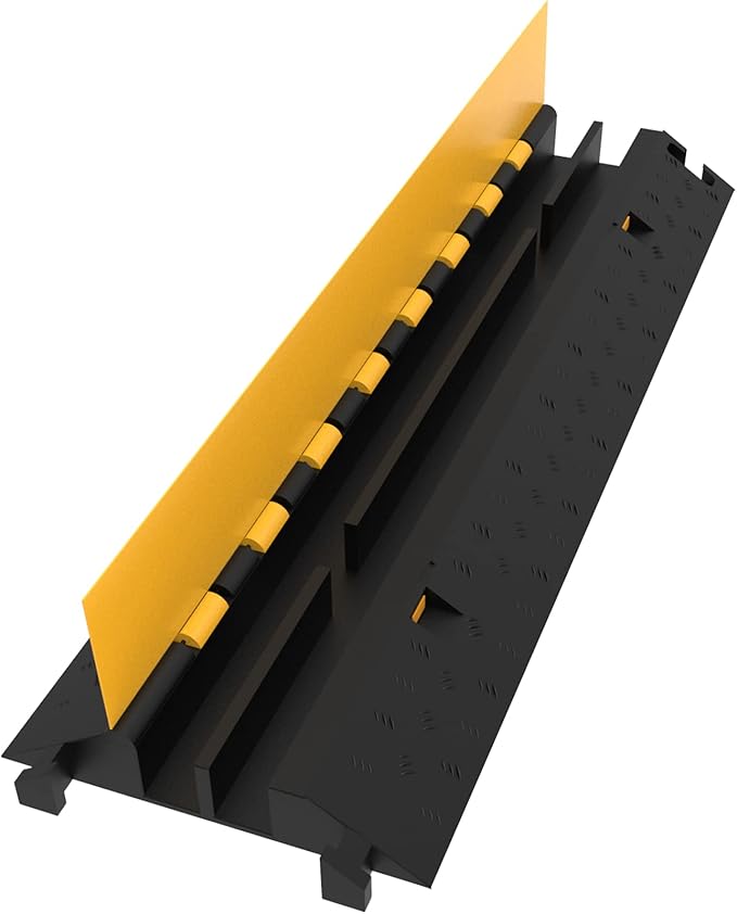 VEVOR 5 Pack Rubber Cable Protector Ramp 2 Channel Heavy Duty 66,000 lbs Load Capacity Cable Wire Cord Cover Ramp Speed Bump Driveway Hose Cable Ramp Protective Cover (2-Channel, 5 Pack-66,000 lbs)