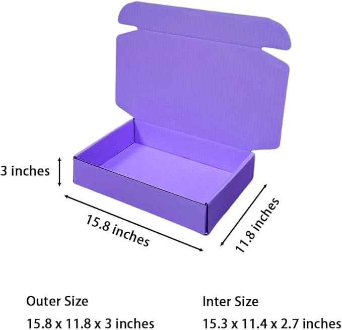 20 Pcs 15.8 x 11.8 x 3 inches Larger size Shipping Boxes for Small Business Cardboard Corrugated Mailer Boxes for Shipping Packaging Holidays Craft Gifts Giving Products (Lavender, 15.8 x 11.8 x 3")