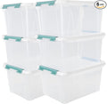 20 Quart Stackable Plastic Storage Bins with Lids, 6 Pack Durable Nestable Containers, Clear Latching Storage Box