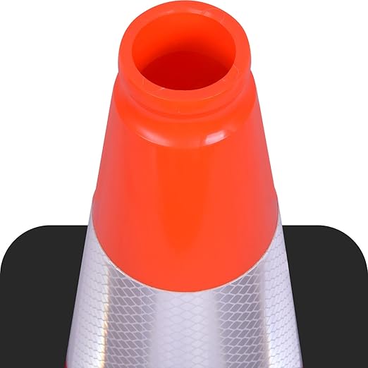 6 Pack 18" Inch Orange PVC Traffic Cones with Heavy-Duty Base, High-Visibility All-Weather Safety Cones for Road Construction, Parking Lot, and Garage Use (6, Orange, 18" Medium)