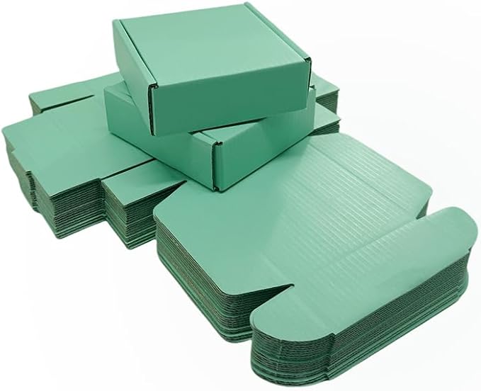 50 Pcs 6.3 x 6 x 1.6 inches Shipping Boxes for Small Business Cardboard Corrugated Mailer Boxes for Shipping Packaging Holidays Craft Gifts Giving Products (Mint green, 6.3 x 6 x 1.6")