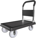 WUD Push Cart, Folding Mobile Platform Trolley,Thickened and Reinforced, 360° Swivel Wheels,35.4 “L x 23.6 ”W, 1100 lb. Black Dolly cart with Wheels (Black, Large)