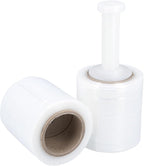 PSBM 12 Rolls 4 Inch x 1000 Feet 90 Gauge Mini Stretch Film/Wrap with Plastic Handle, Heavy Duty Industrial Strength Clear Shrink Plastic Wrap for Moving, Packing, Shipping, Bundling & Storage