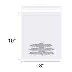 iMailer - 100 Count - 8" x 10" Clear Plastic Poly Bags with Suffocation Warning for Clothing, T-Shirt, Brochure, Prints, Handicraft Gift- Resealable Adhesive,Not Strong