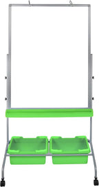 Stand Up Desk Store Mobile Whiteboard and Flipchart Easel with Storage Bins and Chart Hooks