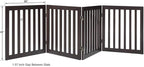 unipaws 24" H Free Standing Pet Gate for Dog Cat, Wooden Dog Gates for Doorway, Stairs, Step Over Foldable Pet Fence for The House, Expandable Dog Barrier, Indoor Use, Espresso