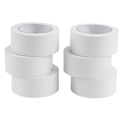 Lichamp 6 Rolls Vinyl Tape, Premium Safety Marking and Traffic Floor Marking Tape, Bundling, Social Distancing, 2 Inch x 36 Yards per Roll, 216 Total Yards, White