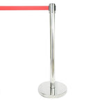 VIP Crowd Control Retractable Belt Stanchion Queue Safety Barrier Set, 36" Ht, 78" Belt + Wall Bracket (6 Mirror Posts Red Belt + SFrame + WBracket)