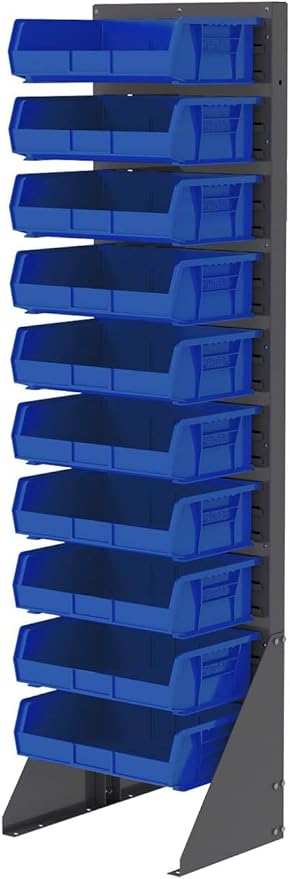 Akro-Mils 30255 AkroBins Plastic Storage Bins, Space-Saving Stackable Bins for Garage, Pantry, Craft Organization, 11-" x 16-" x 5-", Blue, 6-Pack
