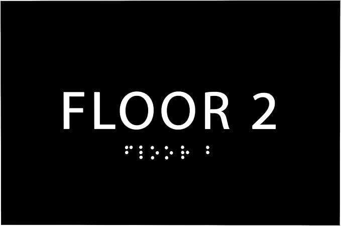 6" X4" Floor 2 Sign - ADA Compliant Tactile Graphics Grade 2 Braille Text | Wall Mount Plastic Directional Assistance, Floor Number Sign for Office, Schools, Hospitals, Apartments