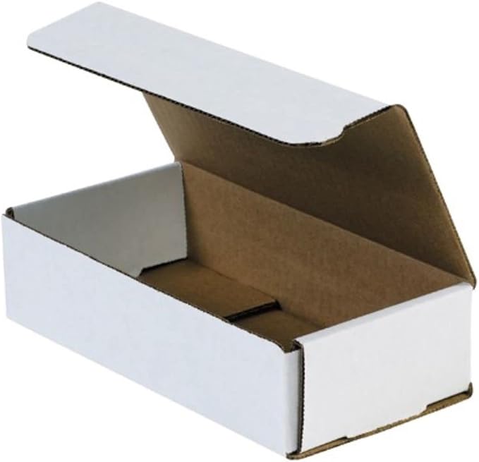 Secure Seal Shipping Boxes – 8x4x2" Mailers Pack of 100 - White Foldable Corrugated Cardboard Packaging for Mailing, Moving, Storage, and Organizing - Strong Lightweight Foldable
