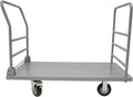 Platform Truck Cart, U Boat Cart, 48x24in 2000lbs Heavy Duty Push Dolly with Detachable Guardrail and Foldable Handle, Perfect for Schools, Restaurants, Garages, Production Lines