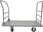 Platform Truck Cart, U Boat Cart, 48x24in 2000lbs Heavy Duty Push Dolly with Detachable Guardrail and Foldable Handle, Perfect for Schools, Restaurants, Garages, Production Lines