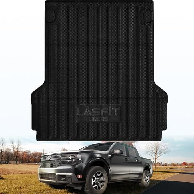 LASFIT Truck Bed Mat for Ford Maverick 2026 2025 2024 2023 2022 Hybrid & Gasoline TPE All Weather Truck Bed Liner Custom Fit Bed Mat(Not fit with Drop-in Bed Liner), 1PC Black
