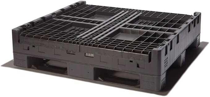 Hudson Exchange 48 x 45 x 34" (2000 lb Capacity) Collapsible Bulk Container With Access Doors, Black
