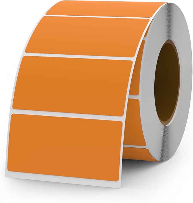 Orange Color Coding Labels 1 × 2 Inches Self-Adhesive Vinyl Rectangle Stickers Waterproof Name Tags Removable Roll for Office School Home 500 PCS