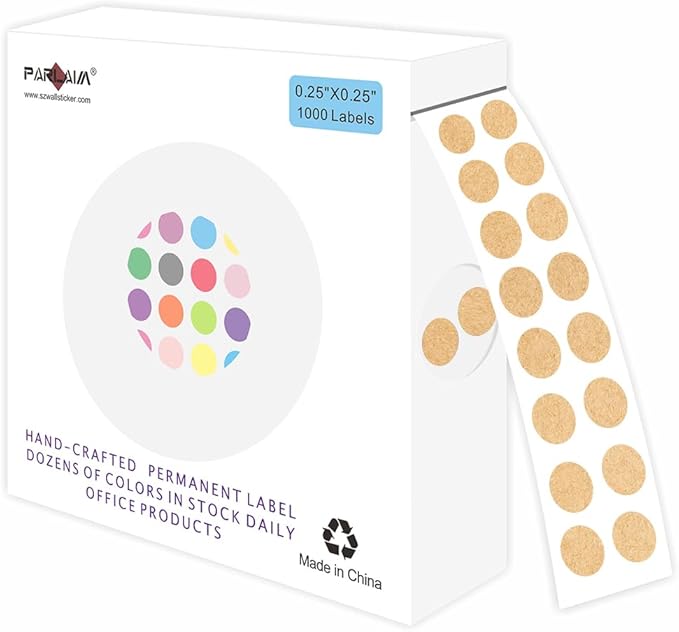PARLAIM 1/4 Inch Round Adhesive Color-Code Dot Stickers,4000 Circle Coding Label Stickers for Office Classroom Kraft