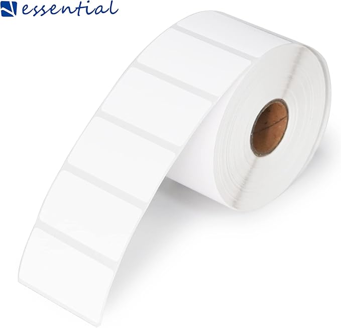 ESSENTIAL 2"x 1" White Direct Thermal Barcode Labels, Shipping Label, Compatible with Zebra & Rollo Label Printer, 1300 Labels of Roll (1 Roll)