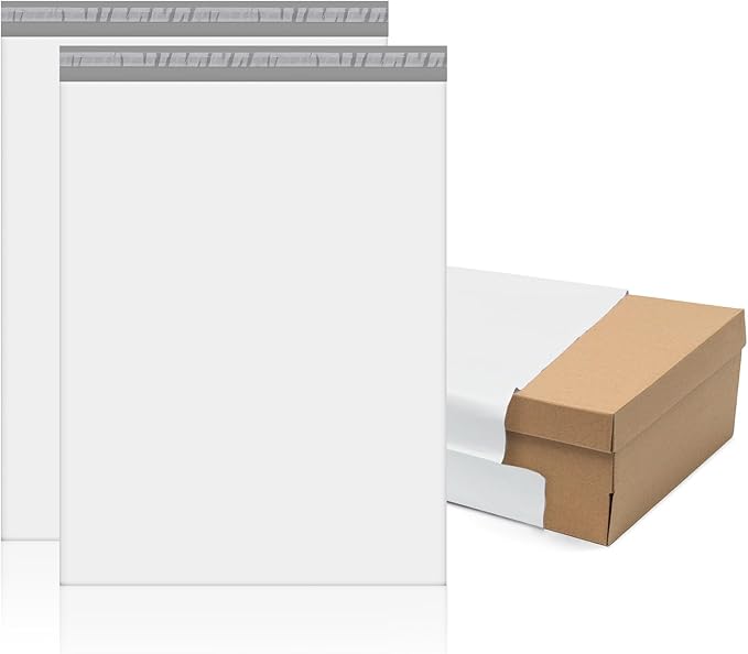 Fuxury Poly Mailers 17.7 X 22 Inches 50 Pcs,Bulk Shipping Bags for Clothing,Strong Adhesive Shipping Mailer for Small Business Suppliers,Self Seal Poly Bags Mailing Envelopes White