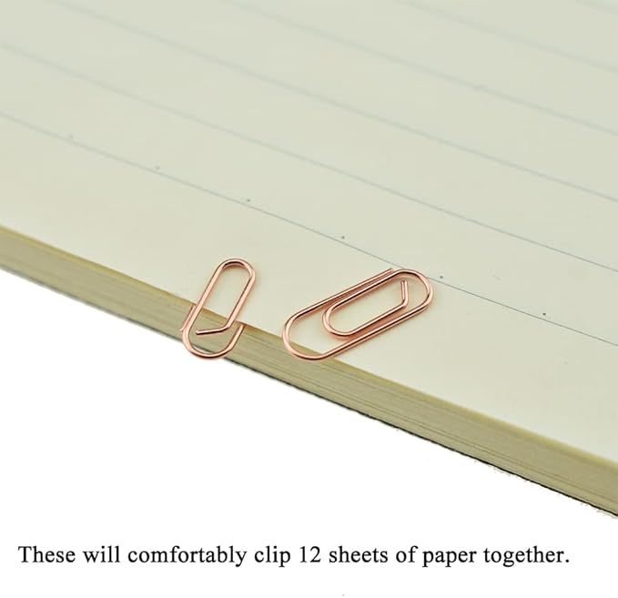 HAHIYO Paper Clips Sturdy 0.59 inches Length 50 Pack Mini Paperclips Heavy Duty Tight Grip Rust Proof Reusable Metal Bright Rose Gold for Home Office School