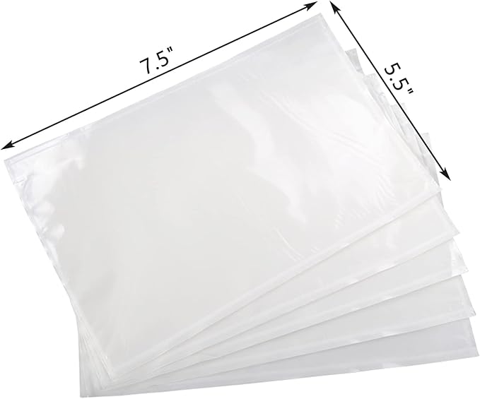 RyhamPaper Packing List Envelopes, Clear 7.5" x 5.5" Self Adhesive Shipping Labels Envelope Pouches (1000 Pack)