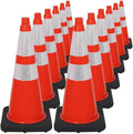 Brimar 28 Inch Traffic Cones, 12 Pack, Orange PVC Safety Cones with Black Base for Construction, Road Parking, MUTCD Approved Traffic Cones with 3M Reflective Bands, Structurally Stable Wearproof