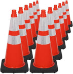 Brimar 28 Inch Traffic Cones, 12 Pack, Orange PVC Safety Cones with Black Base for Construction, Road Parking, MUTCD Approved Traffic Cones with 3M Reflective Bands, Structurally Stable Wearproof