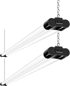 hykolity 2 Pack 4FT Linkable LED Shop Light for Garage, 6500lm, 4FT 60W Utility Light Fixture, 5000K Daylight LED Workbench Light with Plug, Hanging or Surface Mount, Black - ETL