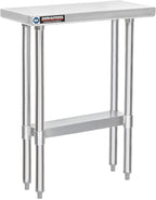DuraSteel 30x12 Stainless Steel Work Table - NSF Commercial Prep Metal Table - Outdoor Pizza Oven Stand w/Under Shelf - Kitchen Island Laundry Utility Garage Microwave Stand Large Rolling Storage Cart