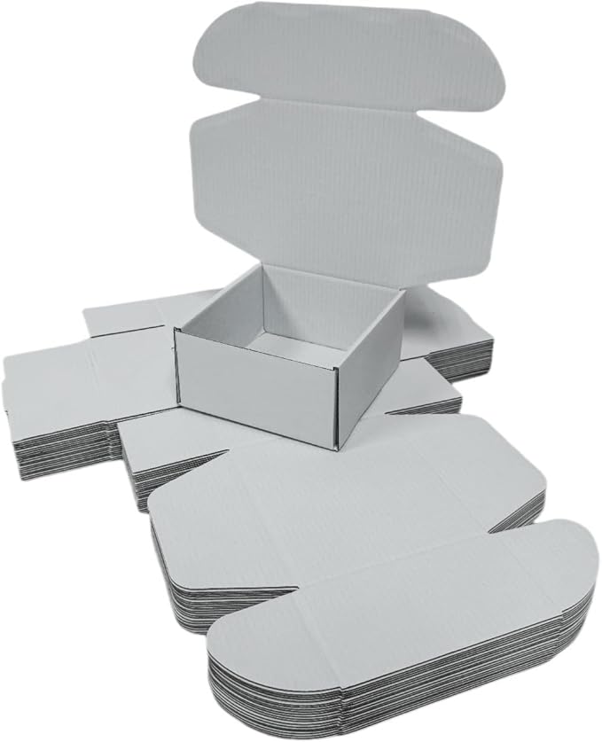 15 Pcs 6 x 6 x 3 inches Corrugated Cardboard Gift Boxes Recyclable Shipping Boxes for Mailing & Holidays, Wedding, Birthday, Gifts Packaging (Gray, 6 x 6 x 3")