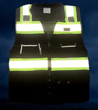 Men's Black Series Safety Vest with Zipper and Utility Pockets (Medium, Black)