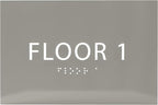 6" X4" Floor 1 Sign - ADA Compliant Tactile Graphics Grade 2 Braille Text | Wall Mount Plastic Directional Assistance, Floor Number Sign for Office, Schools, Hospitals, Apartments