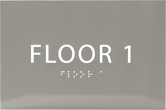6" X4" Floor 1 Sign - ADA Compliant Tactile Graphics Grade 2 Braille Text | Wall Mount Plastic Directional Assistance, Floor Number Sign for Office, Schools, Hospitals, Apartments
