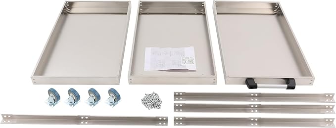 3-Tier Stainless Steel Utility Cart, 440lb Load-Bearing Heavy Duty Service Cart with 4 Locking Wheels, for Kitchen, Garage, Commercial Use
