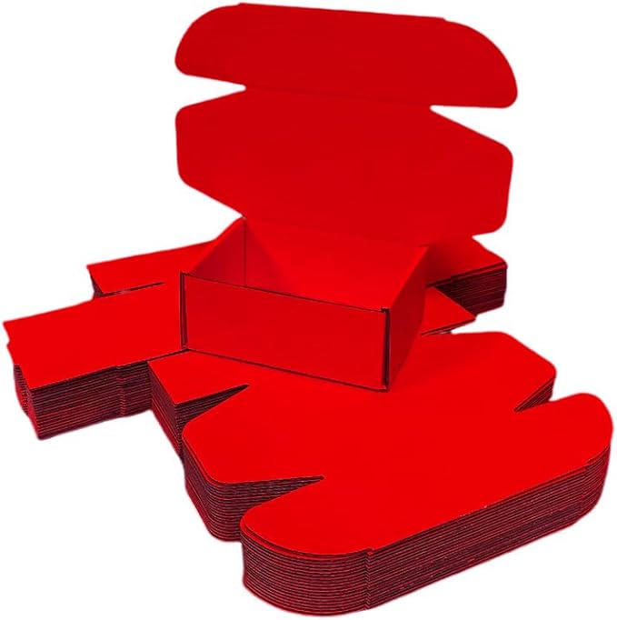 50 Pcs 4.3 x 3.1 x 2 inches Mini Size Corrugated Cardboard Gift Boxes Recyclable Shipping Boxes for Packing Jewelry Ornament Gift Craft Packaging Supplier (Red, 4.3 x 3.1 x 2")