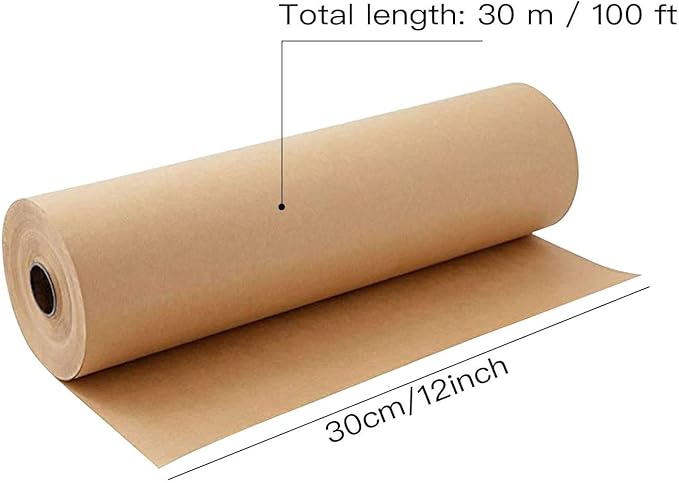 Kraft Wrapping Paper Roll,100 Feet Recycled Kraft Paper for Packing, Moving, Gift Wrapping, Postal, Shipping, Parcel, Wall Art, Crafts, Bulletin Boards, Floor Covering(11 inch x 100 Feet ) (Kraft)