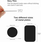 SALEX Replacement Metal Plates Set for Magnetic Car Phone Holders, Wall & Air Vent Mounts, Cases, Magnets. Kit of 4 Black Round Iron Discs Without Holes. 3M Adhesive Backing. Matte Steel Sheets 4 Pack