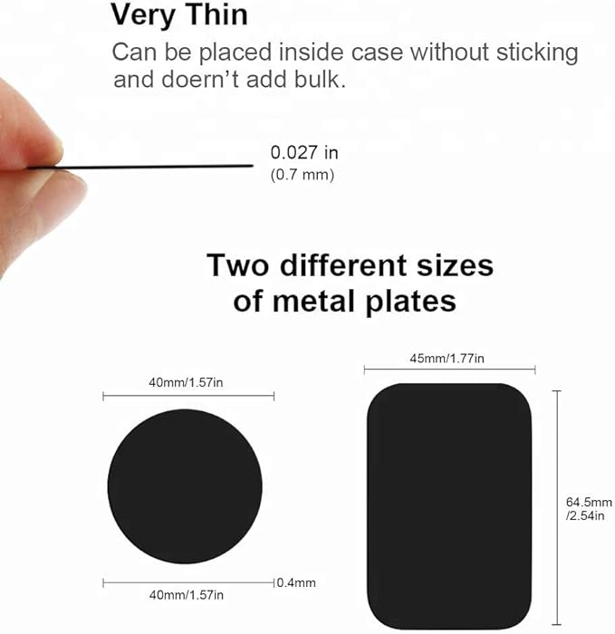 SALEX Replacement Metal Plates Set for Magnetic Car Phone Holders, Wall & Air Vent Mounts, Cases, Magnets. Kit of 16 Black Round Iron Discs Without Holes. 3M Adhesive Backing. Steel Sheets 16 Pack.