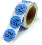 2 Inch Round Blue Labels for Inventory Food Rotation Control, 500 Stickers Per Roll (Use First)