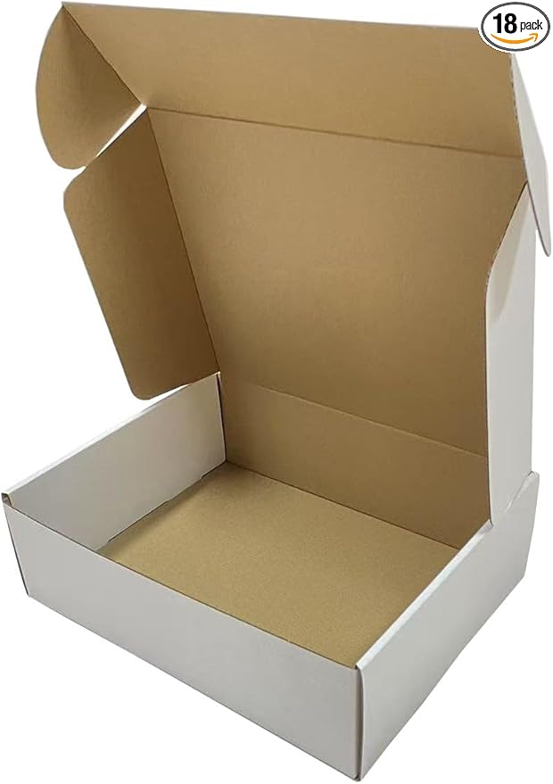 Rongyangtong13x10x4 Shipping Boxes Set of 18, White Small Corrugated Cardboard Box, Mailer Box