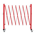 GYMTIME Easily Assembled Expandable Metal Barricade, 11 Feet, Red and White, Portable Safety Barrier with Casters, Flexible Fence Mobile Barrier Gate, Adjustable Traffic Fence
