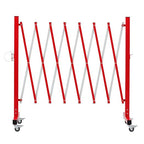 GYMTIME Easily Assembled Expandable Metal Barricade, 11 Feet, Red and White, Portable Safety Barrier with Casters, Flexible Fence Mobile Barrier Gate, Adjustable Traffic Fence