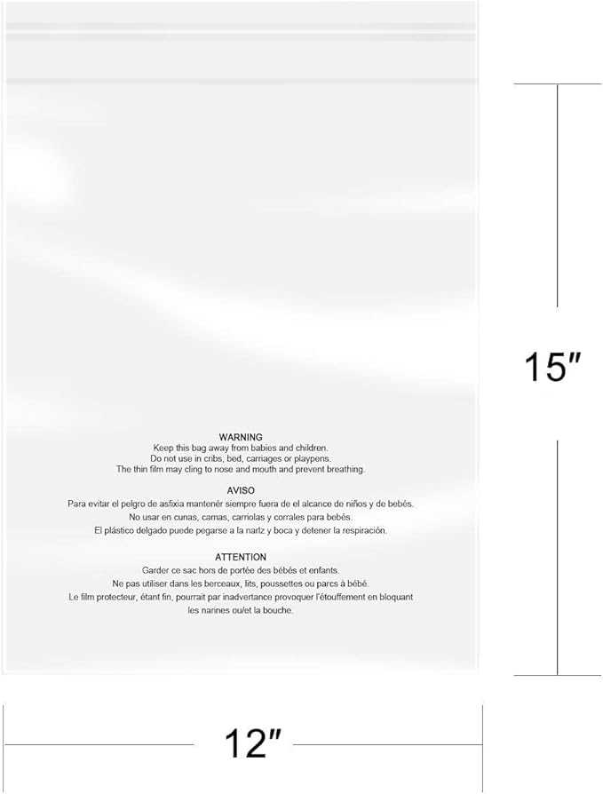 iMailer - 12" x 15"(1000 Counts) - Poly Bags with Suffocation Warning Self Seal 1.6 Mil for Clothing, Shirts, Packaging - Permanent Adhesive